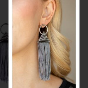 Grey tassel earrings